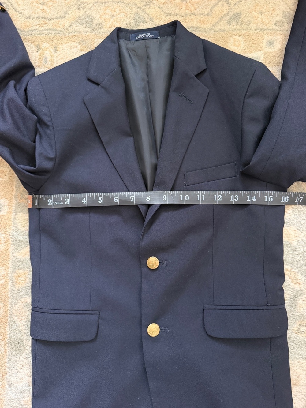 Chaps Boys Navy Blue Blazer Size 12 Regular Single Vent - Picture 9 of 11
